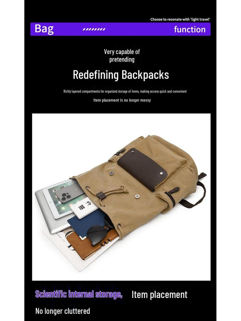 Retro Canvas Drawstring Backpack for Men & Women – Large Capacity, Versatile Travel & Laptop Bag