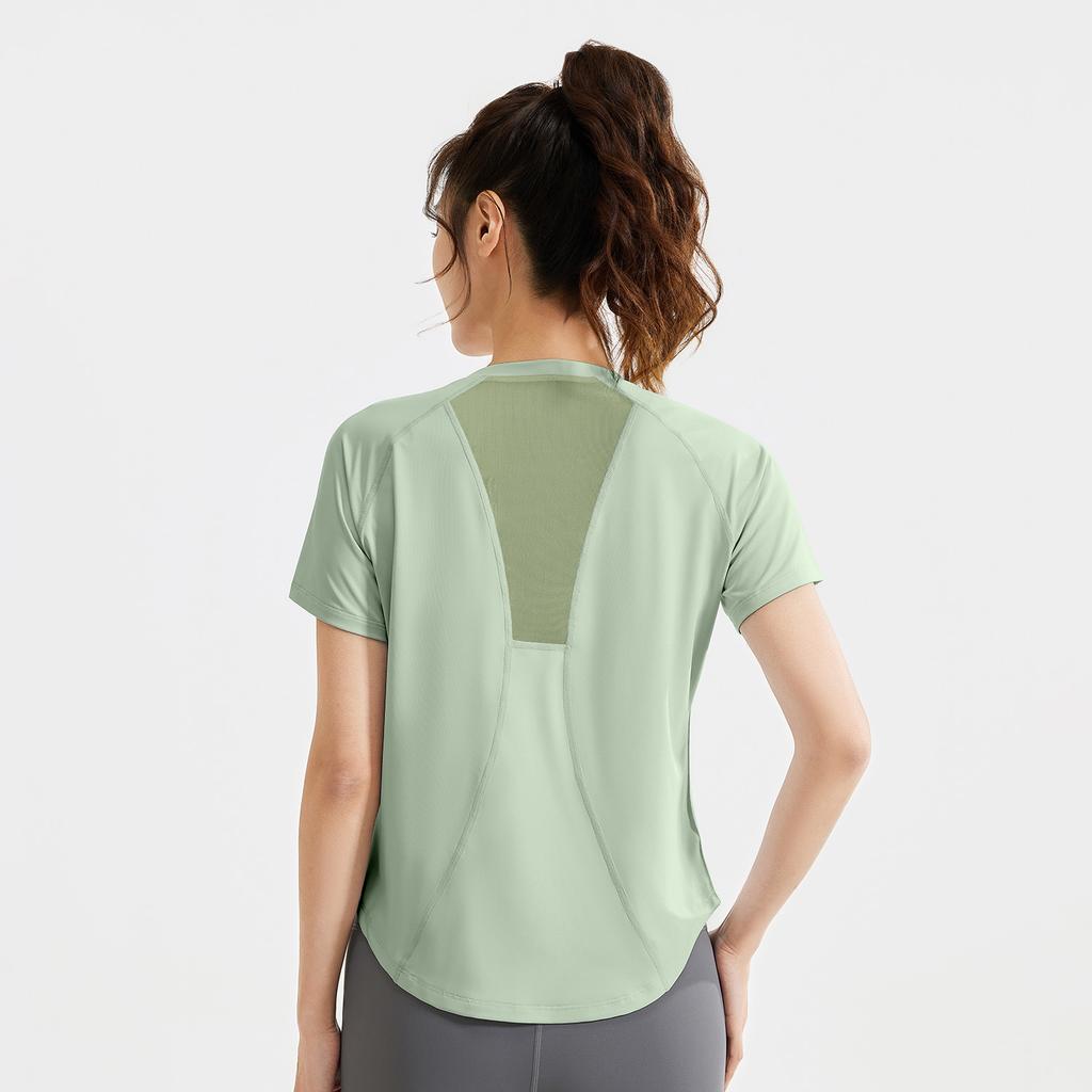 New summer loose mesh yoga short sleeved female breathable T shirt  running sports fitness top women
