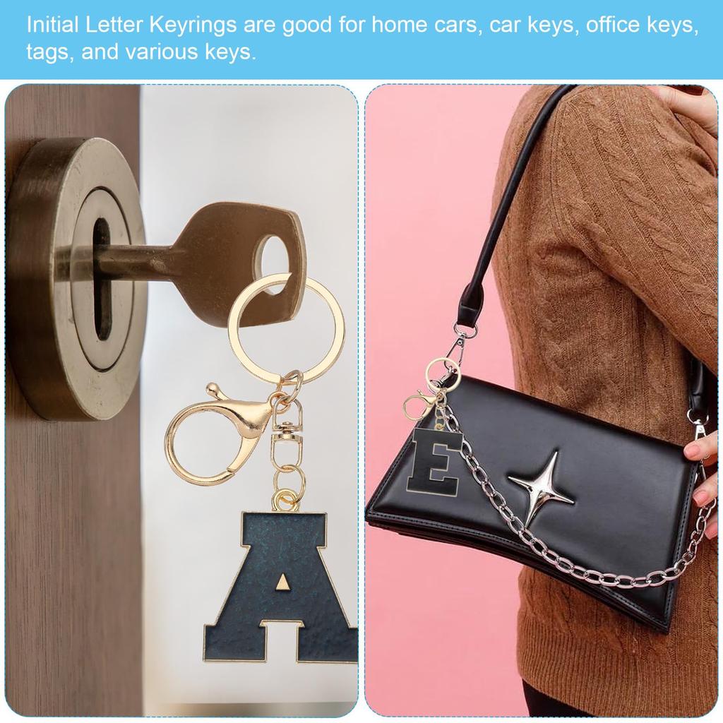 [PATIKIL] Initial Letter Keychain Alphabet Bag Decoration Car Key Ring Letter Pendant Decorative Keychain