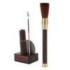 Coffee Powder Distributor Kit Stainless Steel Needle Wood Handle Brush Coffee Stirring Tool with Storage Base