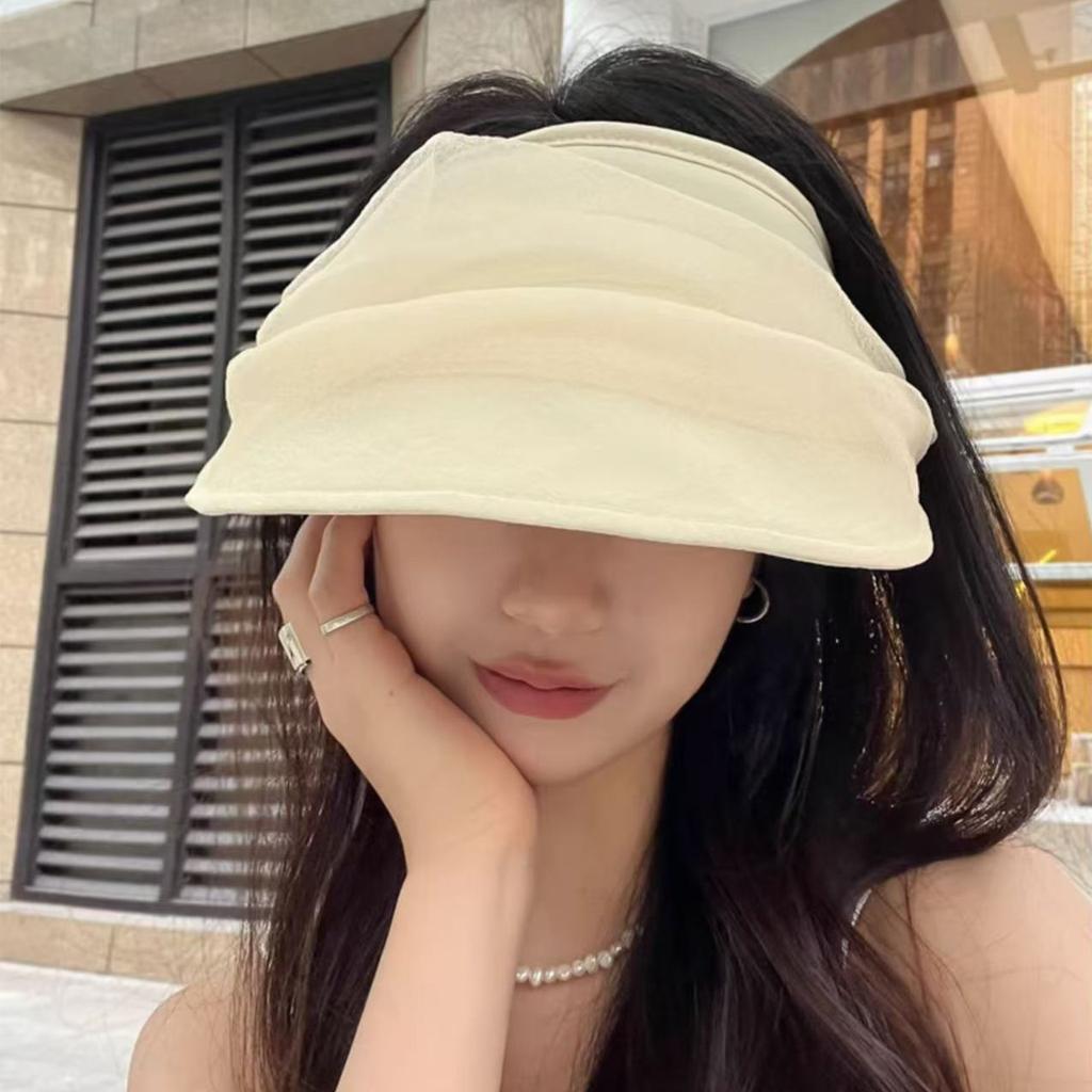 Fashion Women Empty Top Cap Summer Foldable Headband-Style Sun Hat Female Girl Outdoor Large Brim Visors