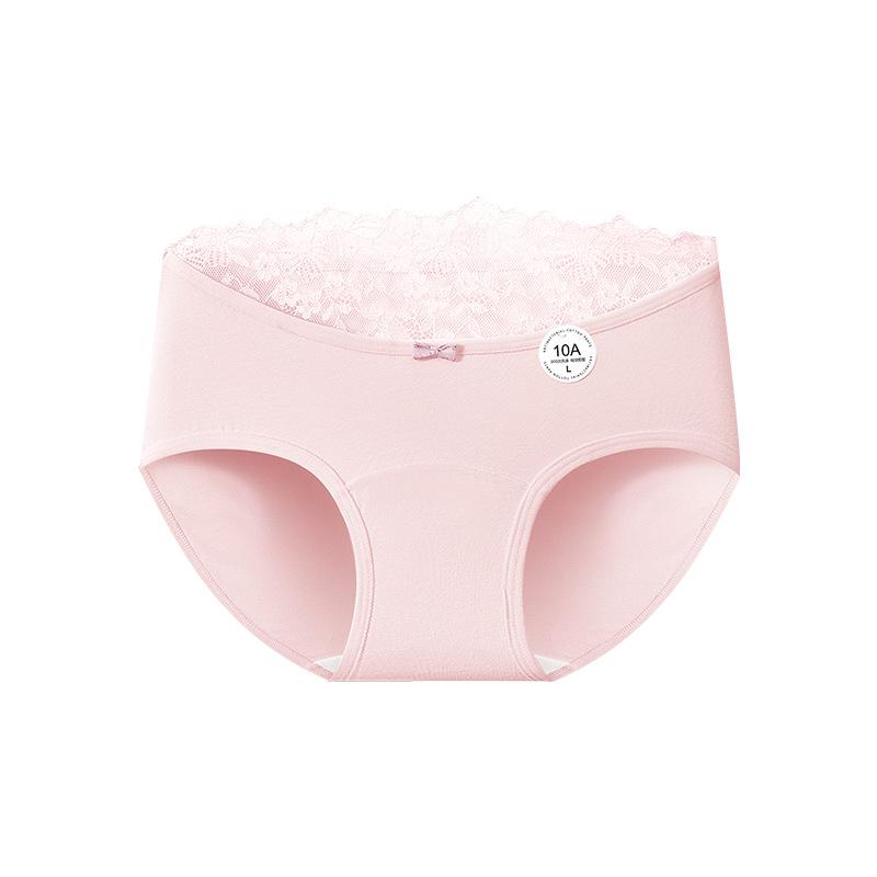 Lady Spring and Autumn Romantic Lace Stitching Pure Cotton 10A Antibacterial Crotch Skin Breathable Triangle Briefs