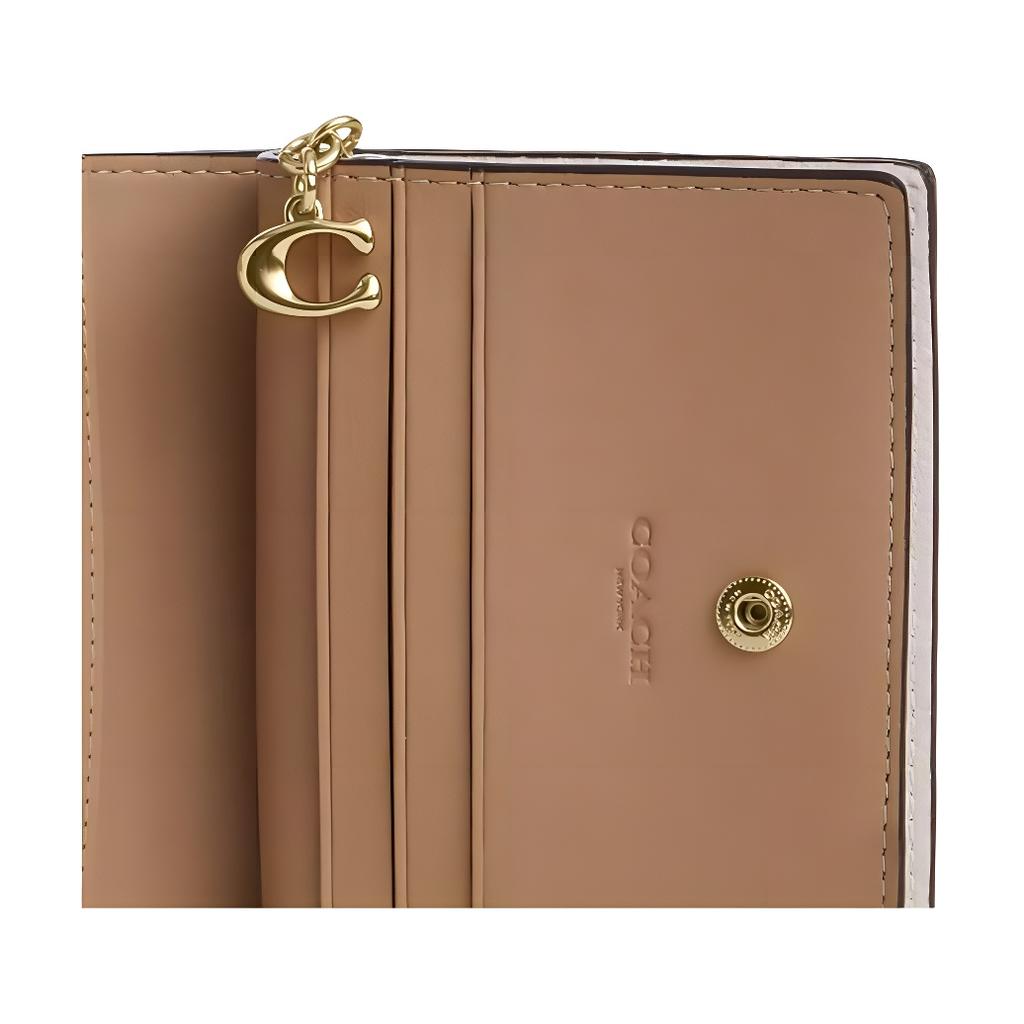 New COACH Leather Wallet Mini Women's Chalk & Yellow CAP15-IMCAH