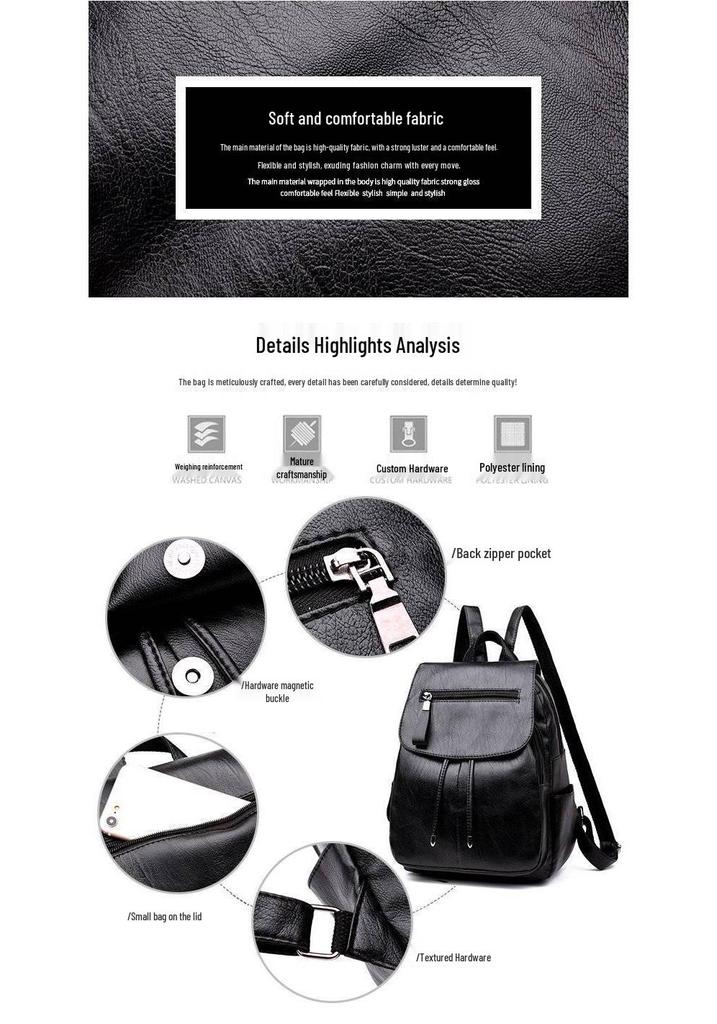Autumn/Winter Double Shoulder Bag: Women's Soft Leather School Bag, Korean Style Handbag & Backpack