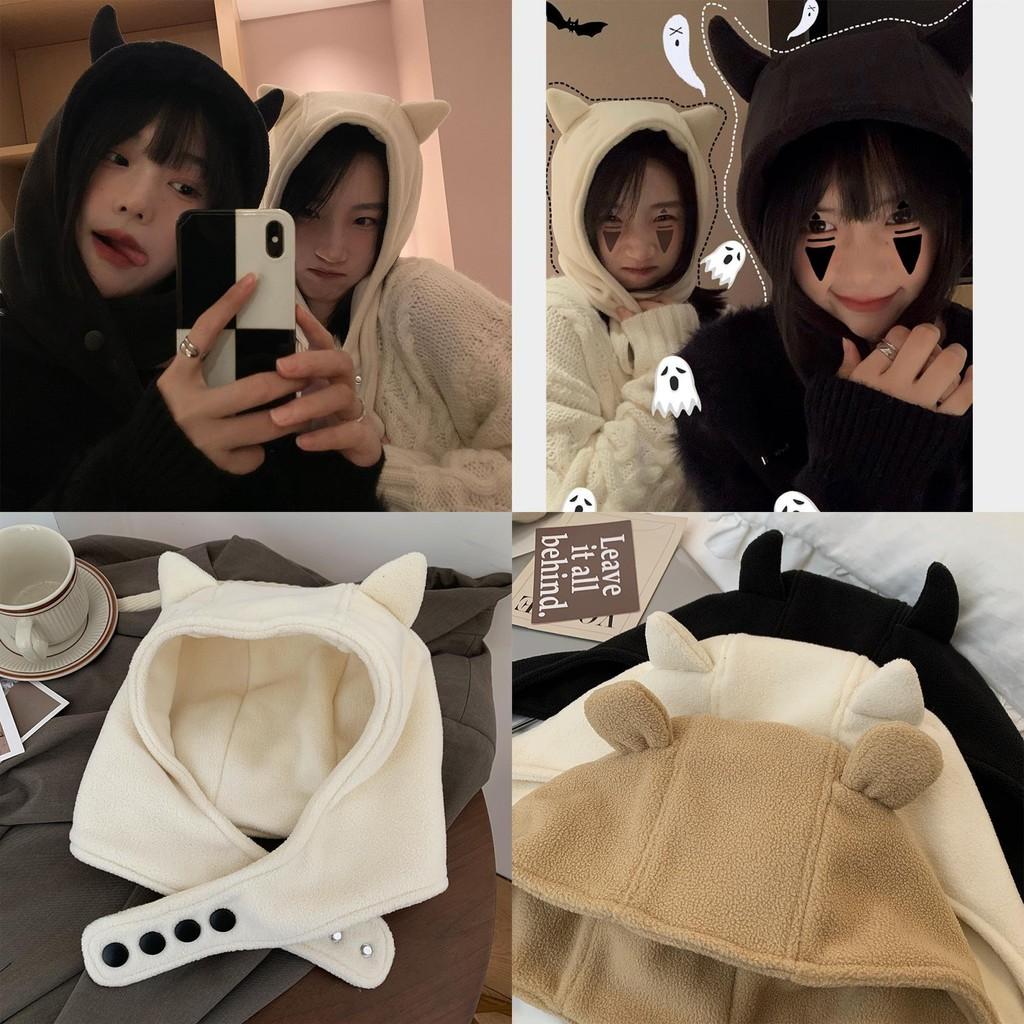 Adorable Winter Cotton Devil Ear Hat For Women Cute And Warm Plush Design