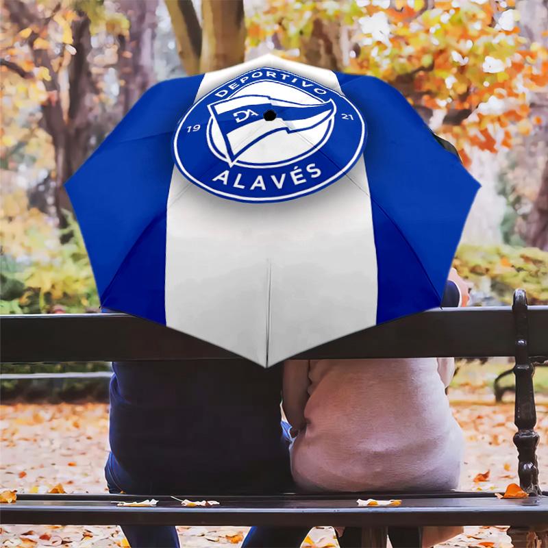 1 PC Automatic Folding Umbrella - Deportivo Alaves Pattern Portable Foldable Design With 8 Ribs Christmas Birthday Gifts