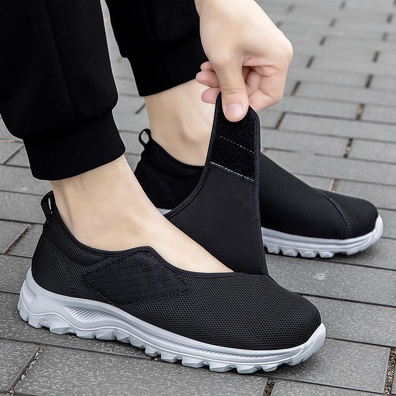 Herrskor för återhämtning av svullna fötter - Pappaskor med enkelspänne för seniorer