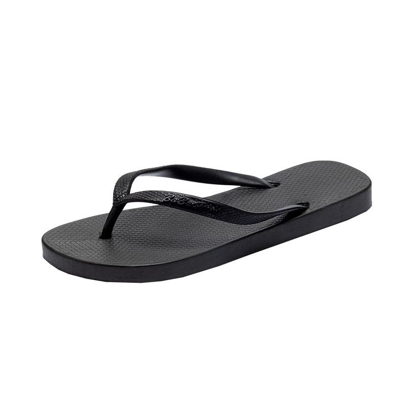 Women's Trendy Black Non-Slip Summer Flip-Flops - Outdoor Thong Sandals with Men's Style