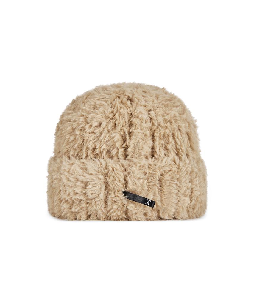 Bajal Safety Pin Fur Beanie Beige