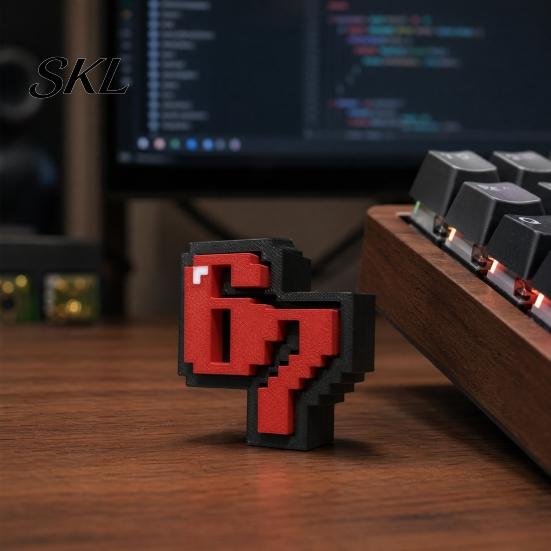 Desktop Stress Relief Toy 3D Printed 67 Clicker Fidget Toy, Pixel Art Desk Decor, Sculpture with Anti-Yellowing Decor Solid Base, for Office Home Fun