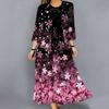 Oversized Female Two Piece Set Floral Sling Dress With Hollow Out Knit Outer Coat
