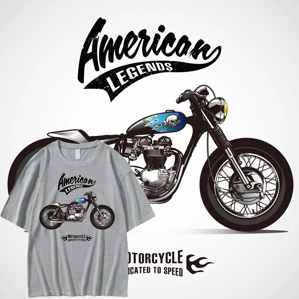 Men's T-shirt motorcycle printed T-shirt hip-hop street top streetwear vintage t shirt cotton Retro Motorcycle Plus size T-shirt