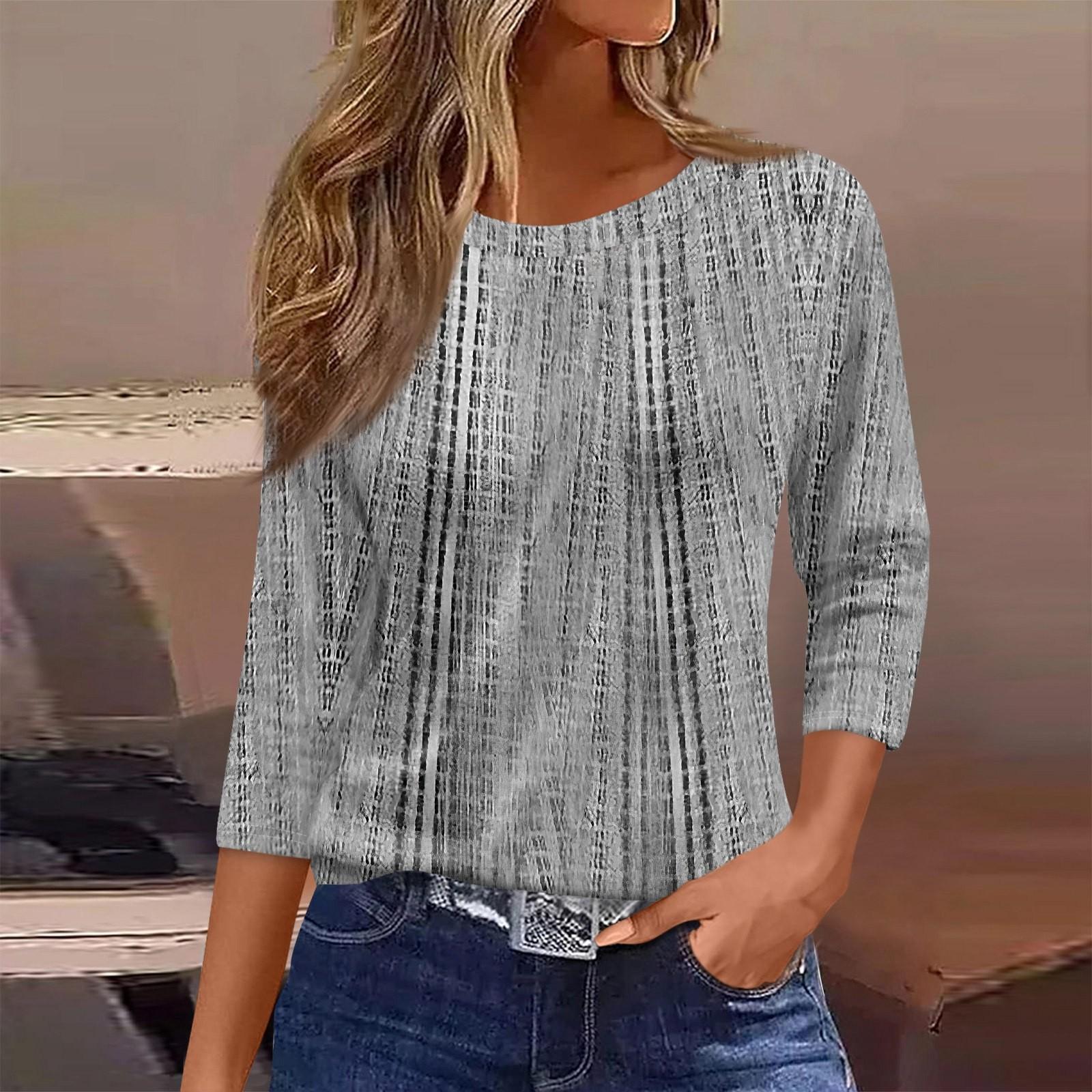 

Женская модная повседневная свободная футболка с круглым вырезом и рукавами 3/4 с принтом, женский топ M