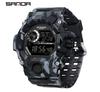SANDA 2183 Camouflage Series Fashion Style Multi-functional Student Watch Waterproof Electronic Watch Sport Silicone Wristwatch
