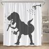 Lustige Badende Dinosaurier Duschvorhänge Schwarze Katze Tiersilhouette Kinder Badevorhang Modernes Polyester Badezimmerdekor mit Haken