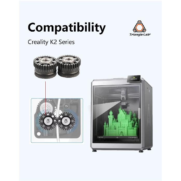 Trianglelab® Upgrade Extruder Gear For Creality K2 serie All Metal Filament Drive Gear For K2 serie Nickel Plated DLC Coating