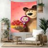 Masha Bear Wall Decor Tapestry Art For Pet Memorial Birthdaywedding Party Backdrop Family Gift