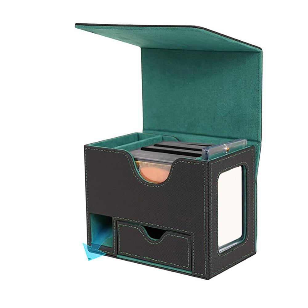 New PU Leather Trading Card Deck Box Holds 120+ Sleeved Cards Durable Cards Case Collectible Game Storage Holder Gift