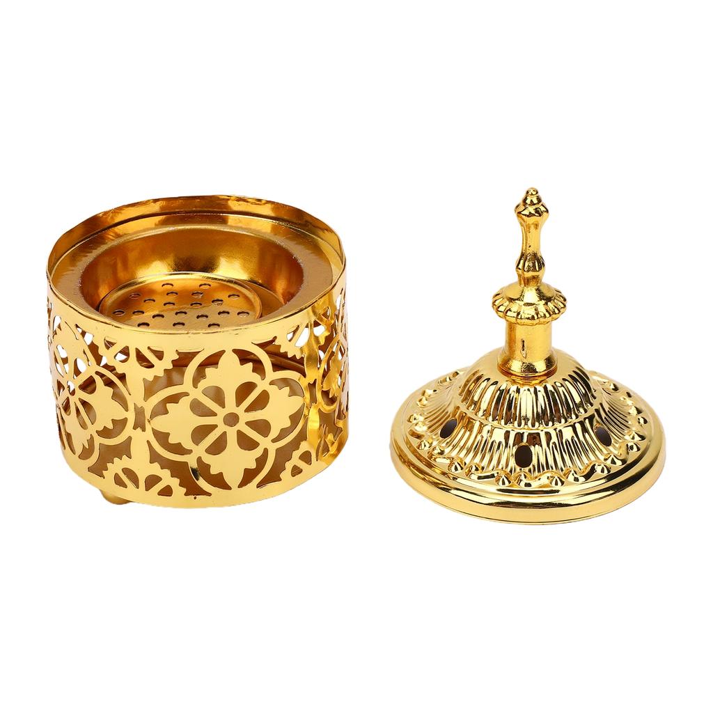 Arabic Incense Holder Pot Vintage Decorative Candle Stand for Home Tabletop Decoration Zinc Alloy Gold Style 1