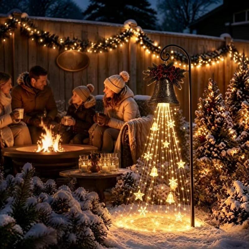 Weihnachtsglocken Kaskade Solar-Gartenleuchte für Weihnachtsdekoration im Garten Warmweiß Kaskadierende Gartenstecker-Leuchte für Rasen Garten Weg
