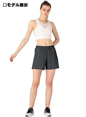Gopuune Women's Fitness Shorts, Yoga, Training, Golf, Sportswear, Gym Shorts, Loungewear, Moisture-Wicking, Quick-Drying (Dark Gray, Size L)
