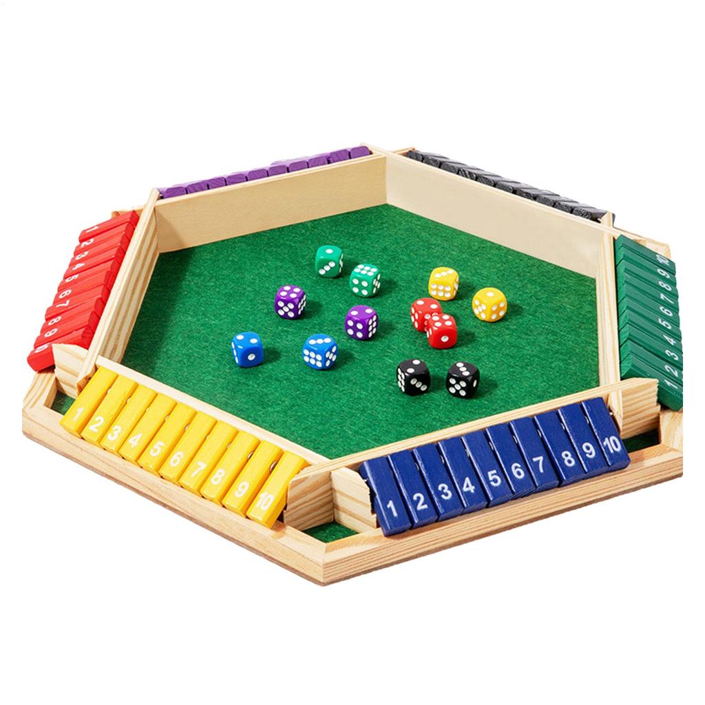 6 Spieler Holz Mathe Klappen & Würfel Brett Box Spiel Kognitives Denkvermögen Holz Shut-The-Box Brettspiel