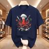 Octopus Chef Tshirt Funny Octopus Cooking T Shirt Unisex Unisex Funny Chef Tshirt Sushi Cotton Short Sleeve Round Neck Tshirts