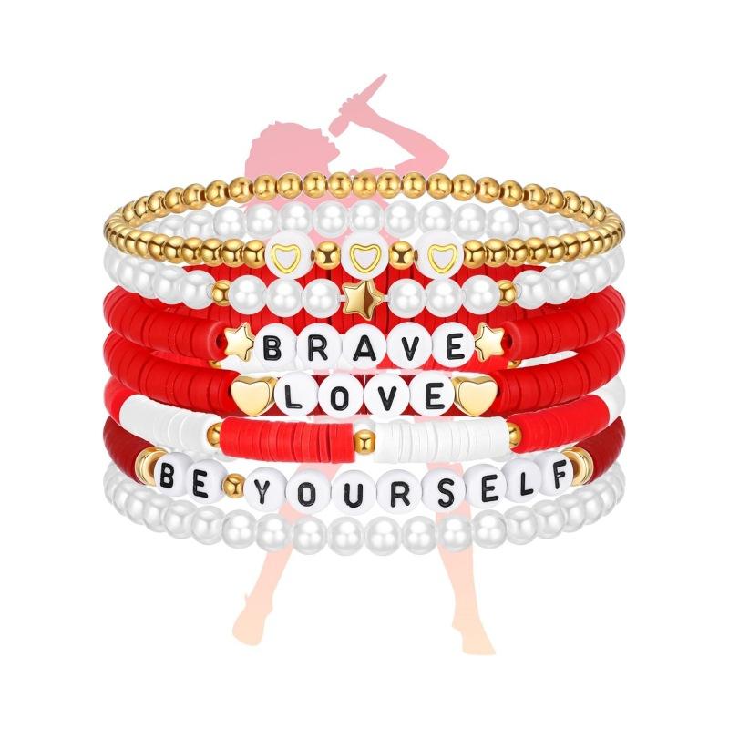 JYL TS Bracelet Stackable Elastic Letter Beads Inspires Joy & Optimism Daily