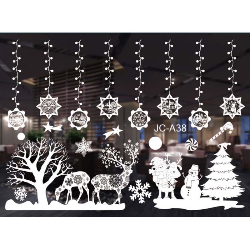 For Christmas Window Stickers Merry Christmas Decorations For Home Wall Sticker Ornament Room Wall Decal New Year Sticker DIY