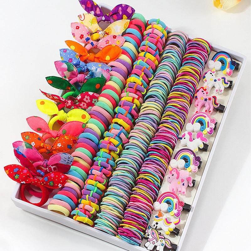 

Подарочный набор детских аксессуаров для волос: Заколки для волос, шпильки, детские резинки и принцессины резинки для волос