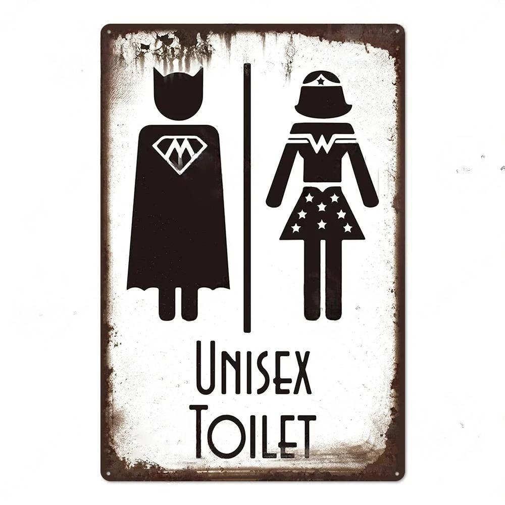 Vintage Tin Sign Bathroom Poster Decoration Bathroom Vintage Metal Plate Wall Art Bathroom Decoration Wall Painting Aesthetics