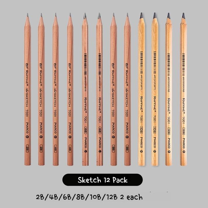 12Pcs Professional Drawing Sketch Pencil Set HB 2H 2B 3B 4B 5B 6B 7B 8B 10B 12B 14B Graphite Hand-Painted Pen School Stationery