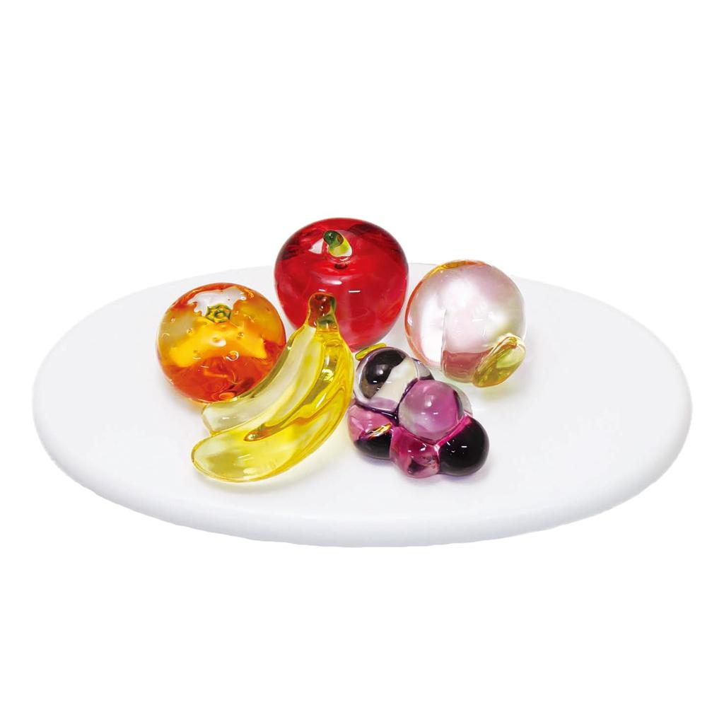 Ryukodo Crystal Fruit 5-Piece Set, Fruit Offerings for Obon, Glass Ornaments
