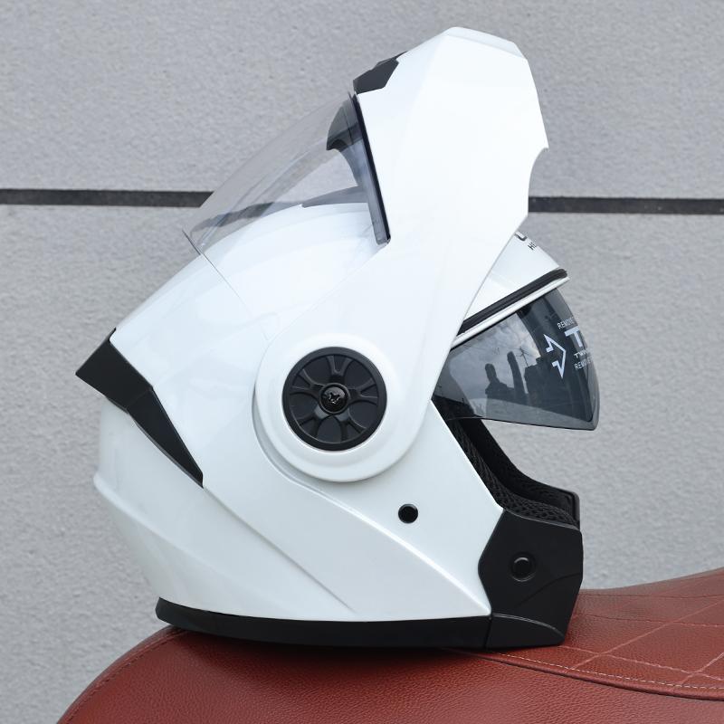 ORZ Open Face Helmet Men's and Women's Four Seasons Dual Mirror Electric Bicycle Full Helmet Tail Wing