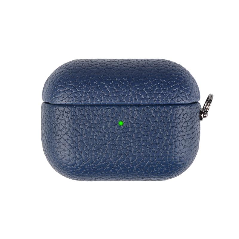 

High Quality Litchi Textured Leather Headphone Case For Airpods Pro 3 2 Pro3 Business Earphone Cover For AirPods4 Protector Case For AirPods 1 2 темно-синього кольору