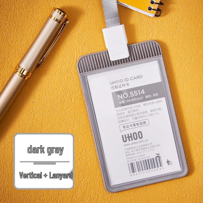 UHOO Transparent Single-Sided ID & Badge Holder for Work or Student Campus Use