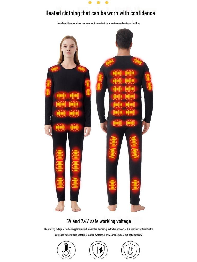 Smart Temperature-Controlled Heated Pants Set with Velvet Lining for Cold Protection - Middle-Aged and Elderly