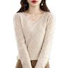 Women's V-Neck Loose Pure Wool Sweater - Autumn/Winter Knitted Base Layer Top