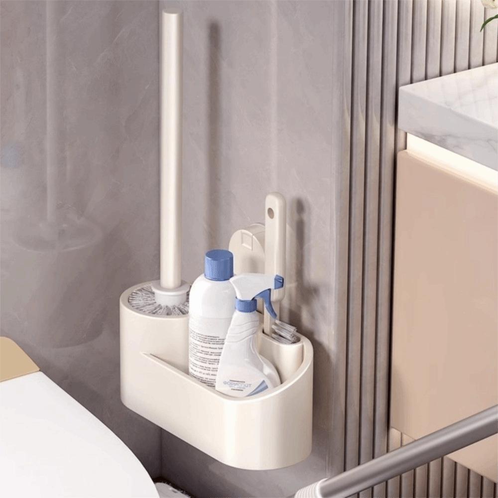 Suction Cup Mount Wall Mounted Toilet Brush Vertical Toilet Brush  Household Cleaning