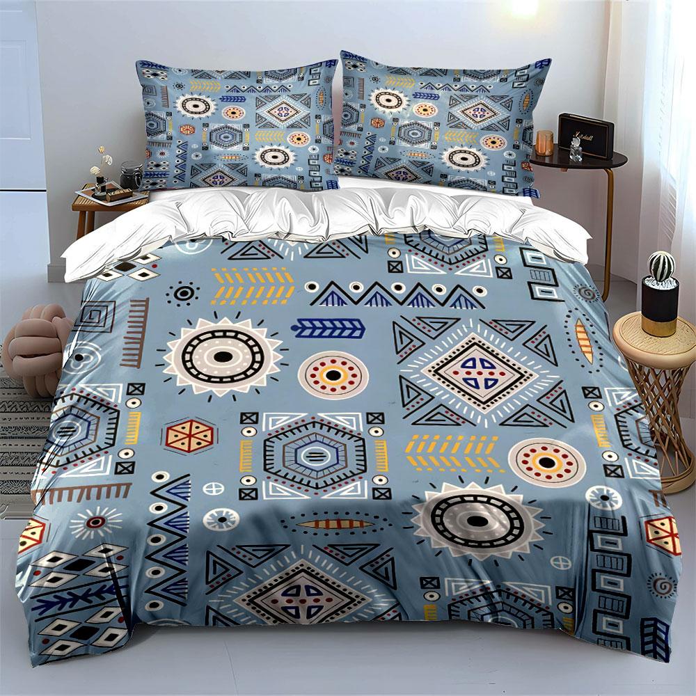 Geometric Pattern Decorative Design Bedding Set For Kids Luxury Gift 3Pcs Digital Print Comforter Set Soft Comfortable