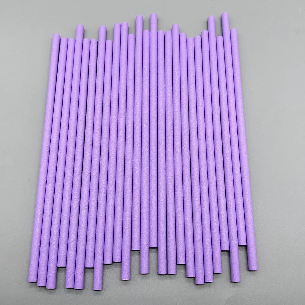 25 Pcs Straws Purple Disposable Eco-friendly Paper Birthday Party Drinks Biodegradable Wedding Decoration Event Party Supplies