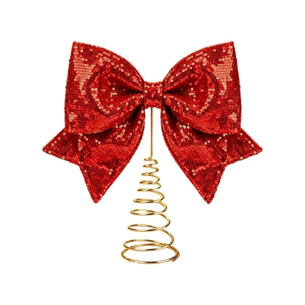 Shiny Sequin Bow Tree Topper Stable Christmas Tree Top Decoration  Home Christmas