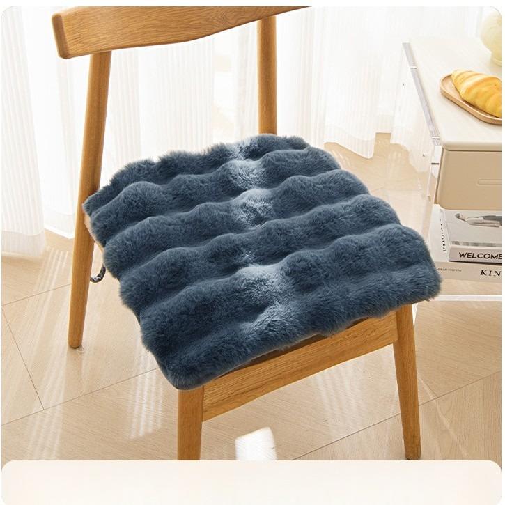 Chair Cushion, Gradient Imitation Rabbit Fur Plush Chair Cushion, Pet Friendly Seat Cushion,Winter Thick Plush Dining Chair Cushion