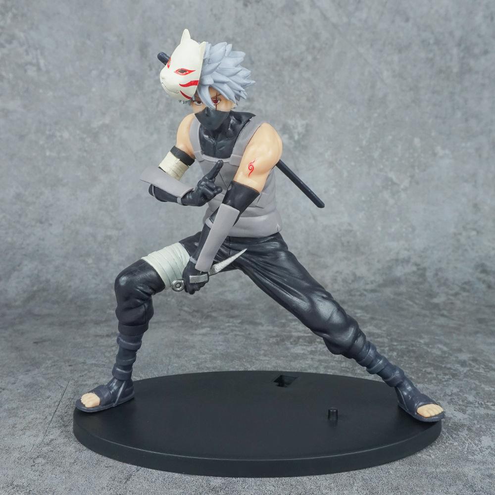18CM Anime Naruto Shippuuden Hatake Kakashi Mask Kunai Dress Up Model Toy Gift Collection Action Figure For Kids PVC