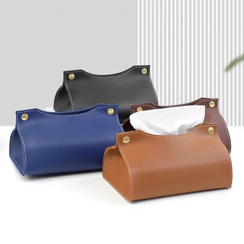 Tissue Box Holder Home Living Room Coffee Table Desktop Simple Napkin Box Kitchen Storage Paper Box Pu Leather Organizers