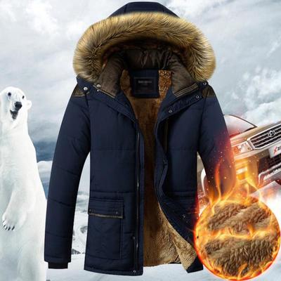 New Winter Fashion Men's Plus Fleece Hooded Jacket Jacket Plus Fleece Warm and Cold-proof Men's Padded Jacket