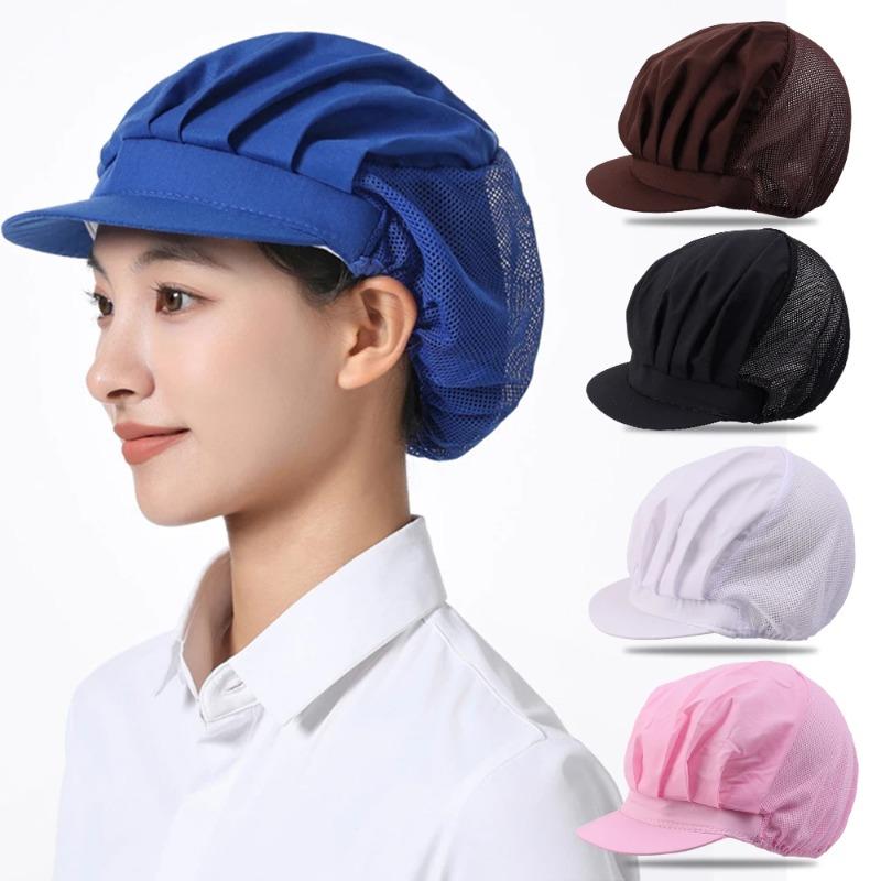 2026 Solid Breathable Work Dust Cap for Women Men Adjustable Cooking Chef Caps Food Service Hair Nets Chic Hat Work Accessories