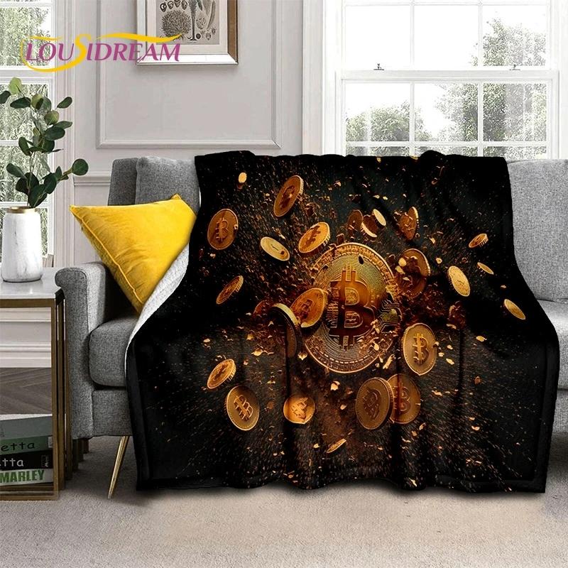 Bitcoin Virtuelle Währung NFT Weiche Flanelldecke für Betten Schlafzimmer Sofa Picknick, Überwurfdecke zum Zudecken Outdoor Freizeit Nickerchen Geschenk