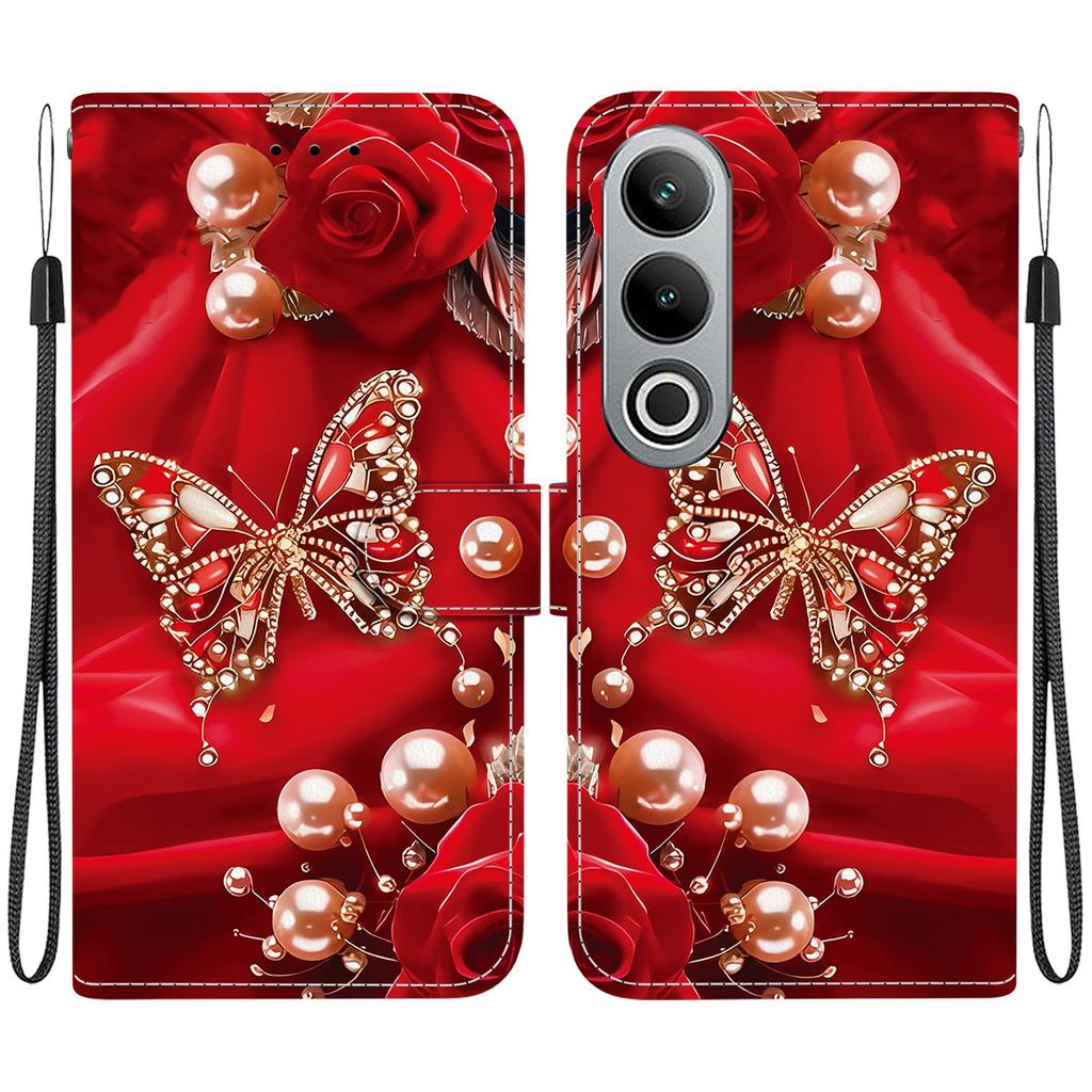 Handgefertigte PU-Leder-Klapphülle für OnePlus Nord CE4 Rutschfeste stoßfeste Hülle mit Handschlaufe & Herz-/Rosen-Katzen-Designs