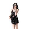 Summer French Three-piece Set V-neck Lace Suspender Shorts Cardigan Nightgown Ice Silk Pajamas Women's Loungewear